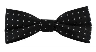 Black Spot Polyester Bow Tie & Pocket Square Set