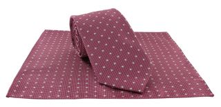 Pink Puppytooth Spot Polyester Tie & Pocket Square Set