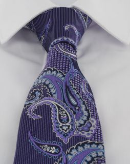 Purple Twill Paisley Polyester Tie & Pocket Square Set