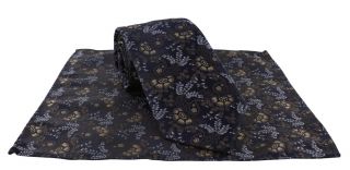 Brown Natural Floral Polyester Tie & Pocket Square Set