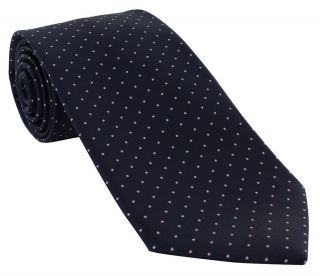 Navy with Pink Mini Spots Extra Long Polyester Tie