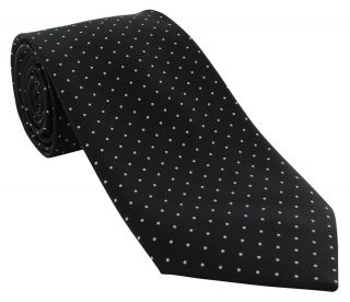 Black with White Mini Spots Extra Long Polyester Tie
