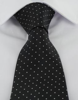 Black with White Mini Spots Extra Long Polyester Tie