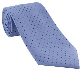 Light Blue with Navy Mini Spots Extra Long Polyester Tie