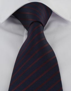 Navy with Wine Stripe Extra Long Polyester Tie
