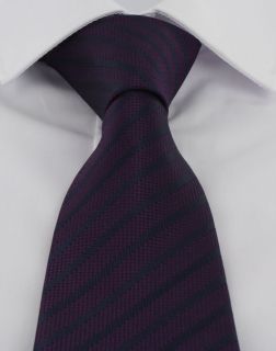 Purple with navy Stripe Extra Long Polyester Tie
