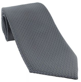 Grey with Black Square Neat Extra Long Polyester Tie