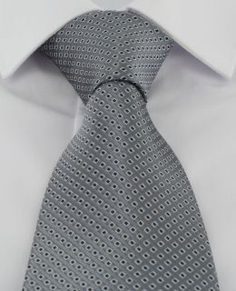 Grey with Black Square Neat Extra Long Polyester Tie