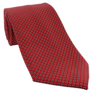 Red with Navy Square Neat Extra Long Polyester Tie