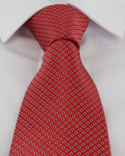 Red with Navy Square Neat Extra Long Polyester Tie