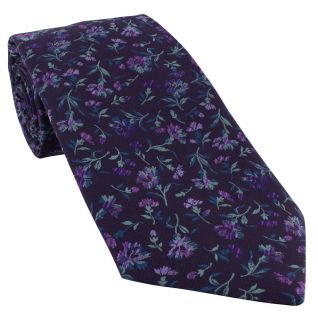 Purple Floral Extra Long Polyester Tie