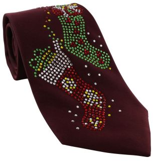 Wine Christmas Stocking Polyester Tie