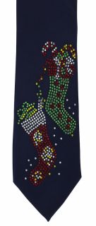 Navy Christmas Stocking Polyester Tie