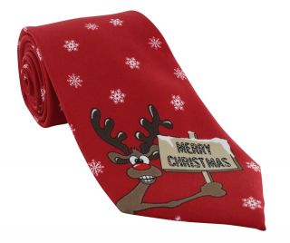 Red Merry Christmas Polyester Tie