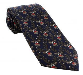 Navy Rudolph Polyester Tie