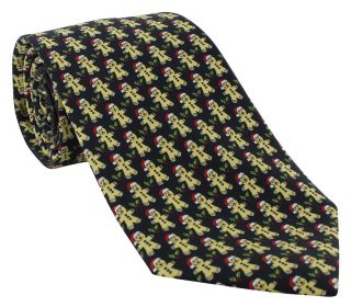 Dark Navy Gingerbread Christmas Polyester Tie