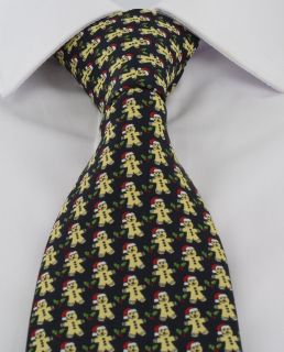 Dark Navy Gingerbread Christmas Polyester Tie