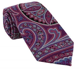 Magenta Oversized Paisley Polyester Tie