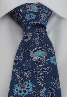 Teal Foliage Floral Polyester Tie