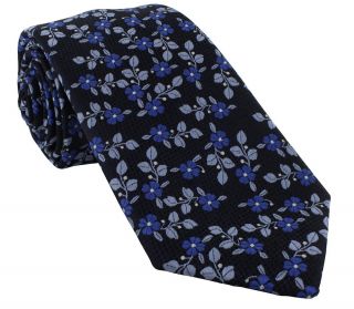 Royal Blue Leaf Floral Polyester Tie