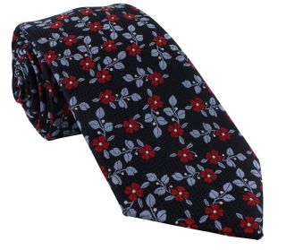 Red Leaf Floral Polyester Tie
