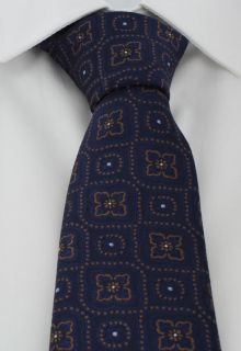Brown & Navy Traditional Medallion Polyester Tie