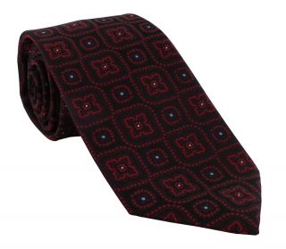 Red & Wine Traditional Medallion Polyester Tie
