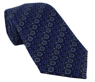 Blue Retro Circles Polyester Tie