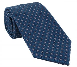 Teal Square Grid Polyester Tie