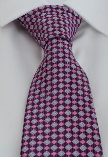 Purple & Pink Square Grid Polyester Tie