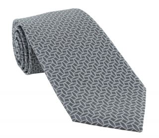 Grey Outline Geometric Polyester Tie