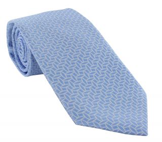 Blue Outline Geometric Polyester Tie