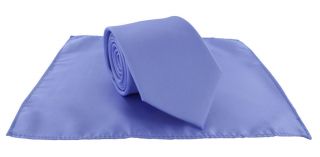 Light Blue Plain Tie & Pocket Square Set