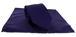 Purple Plain Tie & Pocket Square Set
