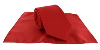 Scarlet Plain Tie & Pocket Square Set