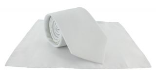 White Plain Tie & Pocket Square Set