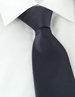 Grey Plain Polyester Tie