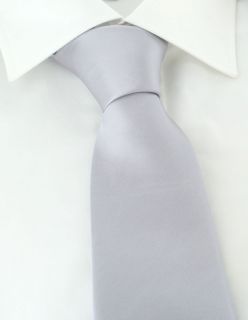 Silver Plain Polyester Tie