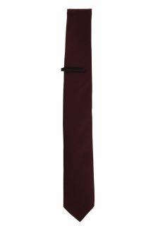 Burgundy Skinny Tie & Tie Clip