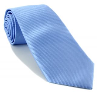 Light Blue Plain Rib Polyester Tie