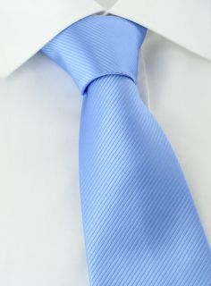 Light Blue Plain Rib Polyester Tie