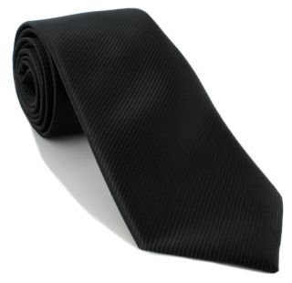 Black Rib Tie & White with Black Border Pocket Square Set