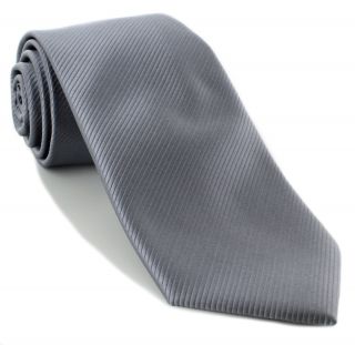 Grey Plain Rib Polyester Tie