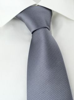 Grey Plain Rib Polyester Tie