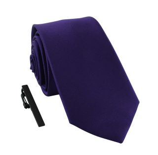 Purple Skinny Tie & Tie Clip