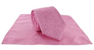 Pink Tonal Paisley Tie & Pocket Square Set