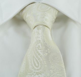 Cream Tonal Paisley Polyester Tie