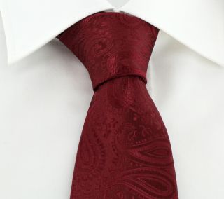 Dark Red Tonal Paisley Tie & Pocket Square Set