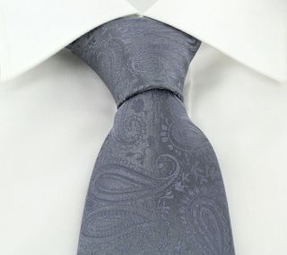 Grey Tonal Paisley Polyester Tie