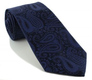 Navy Tonal Paisley Polyester Tie